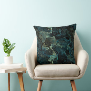 Blue Green and Black Abstract Cushion
