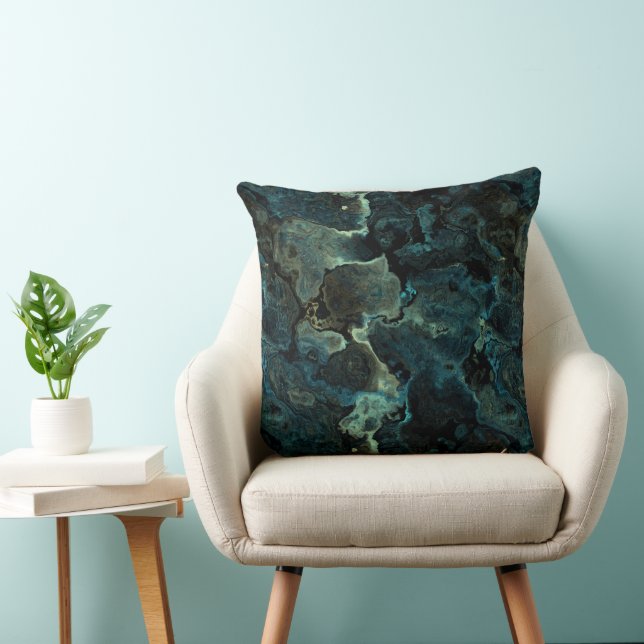 Blue Green and Black Abstract Cushion (Chair)