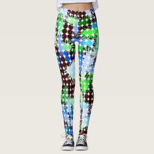 Blue, Green and Black Paint Splatter Leggings