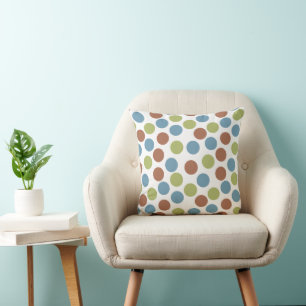 Blue, Green, and Brown Dots Cushion