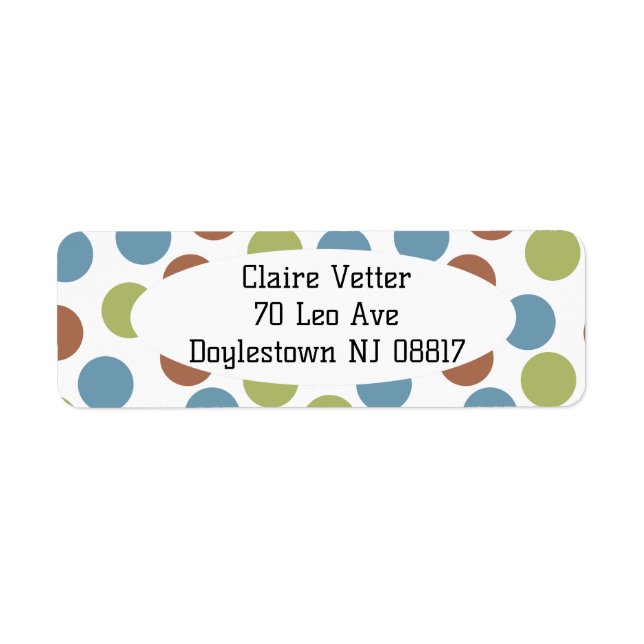 Blue, Green, and Brown Dots  Return Address Label (Front)