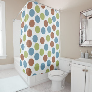 Blue, Green, and Brown Dots  Shower Curtain