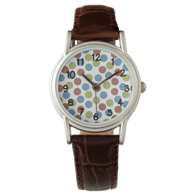Blue, Green, and Brown Dots  Watch (Front)