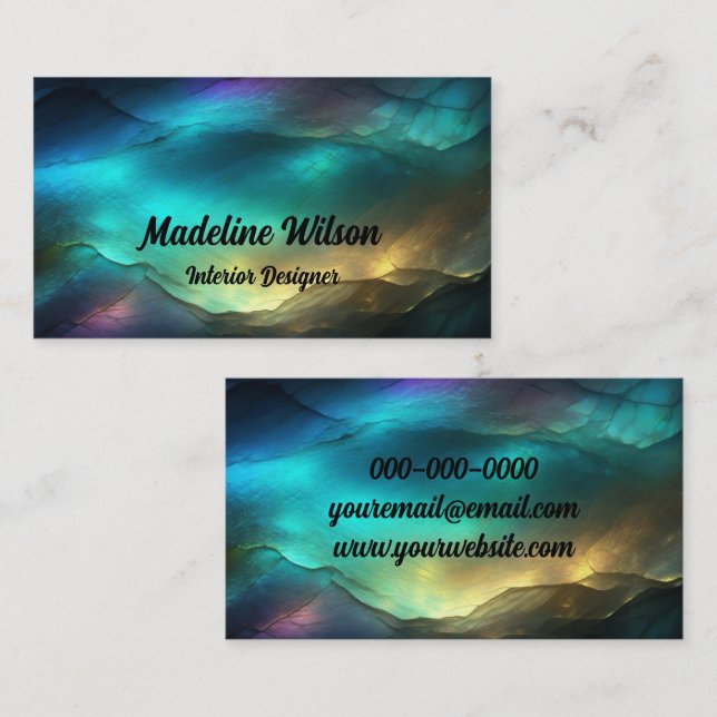 Blue, Green, and Gold Business Card (Front/Back)