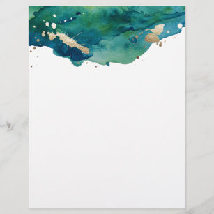 Blue Green and Gold Splatter letterhead