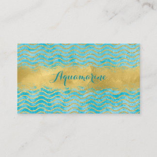 Blue Green and Gold Waves Ocean Business Card