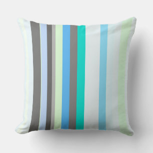 Blue, green and grey Abstract Stripes Cushion