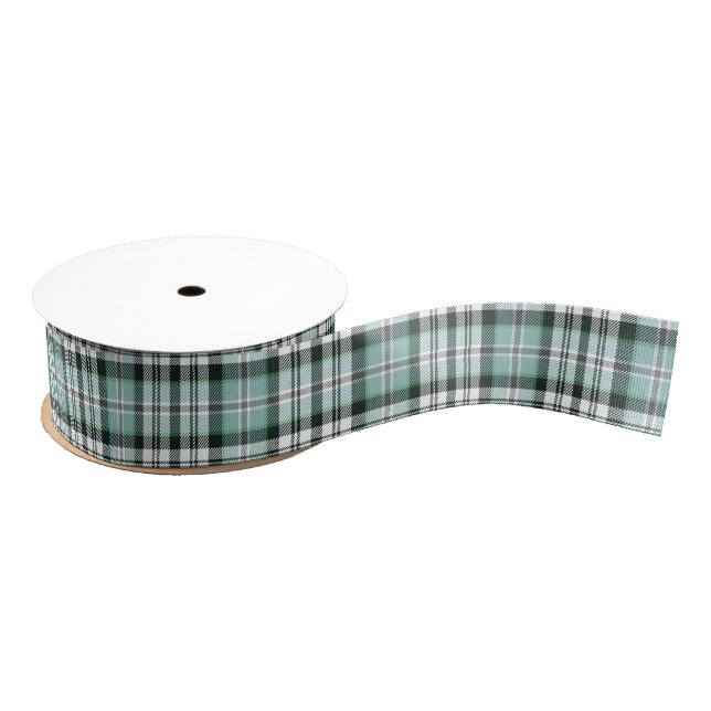 Blue Green and Grey tartan Print Grosgrain Ribbon (Spool)