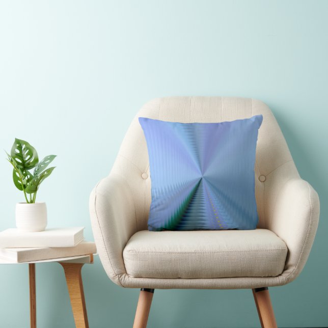 Blue Green and Lavender Chimerical Abstract Floral Cushion (Chair)