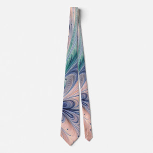  blue, green, and peach marbling tie