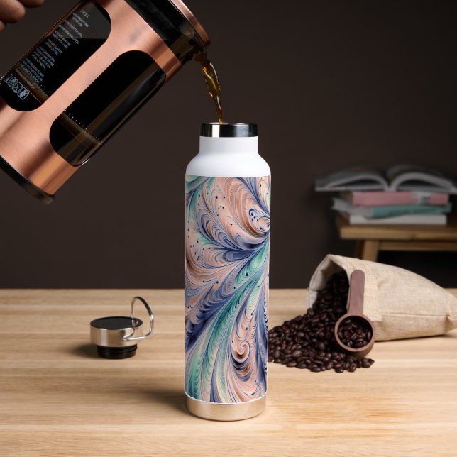  blue, green, and peach marbling water bottle (Coffee (Rotated))