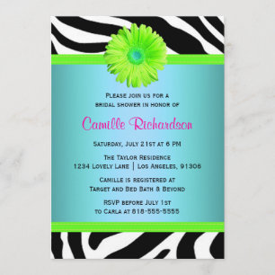 Blue, Green and Pink Bridal Shower Invitation