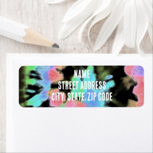 Blue, Green and Pink Tie Dye Colourful Return  Return Address Label