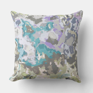 Blue, Green and Purple Abstract Cushion