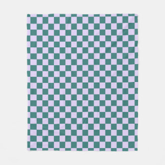 Blue Green And Purple Chequered Pattern Checkerboa Fleece Blanket