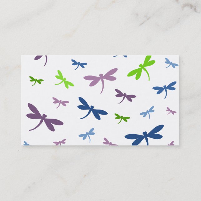 Blue, Green, and Purple Dragonflies Business Card (Back)