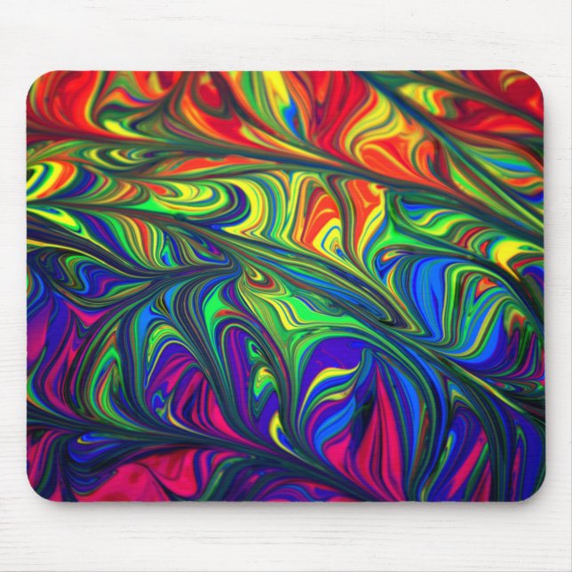 Blue, Green, and Red Abstract Illustration Mouse Pad (Front)