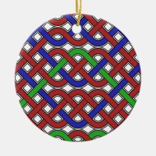 Blue, Green and Red Celtic Knots Ceramic Ornament