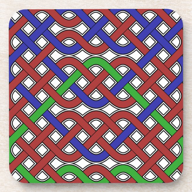 Blue, Green and Red Celtic Knots Coaster (Front)