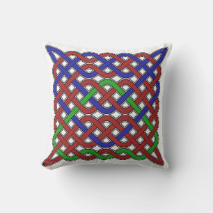 Blue, Green and Red Celtic Knots Cushion
