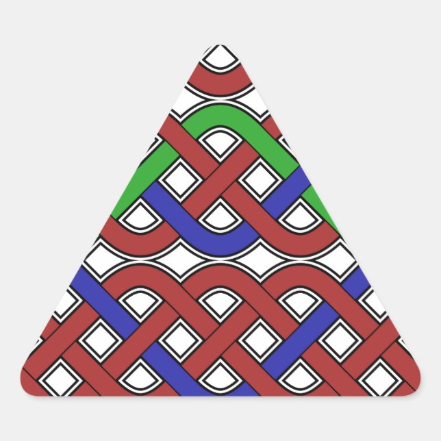 Blue, Green and Red Celtic Knots Triangle Sticker (Front)