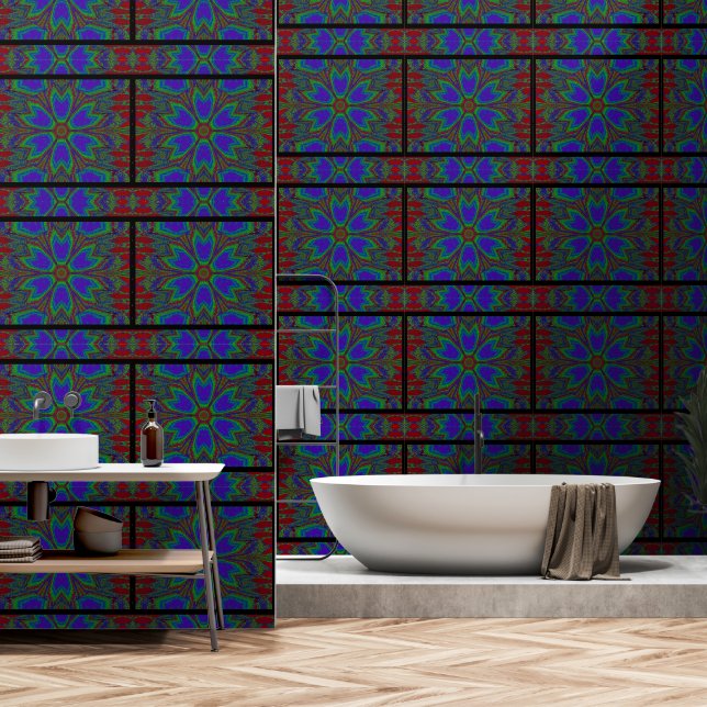 Blue, Green and Red Dawn Wallpaper (Bathroom)