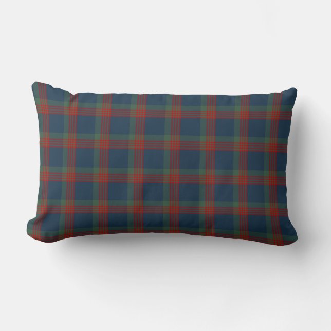 Blue, Green and Red Wilson Clan Scottish Plaid Lumbar Cushion (Front)