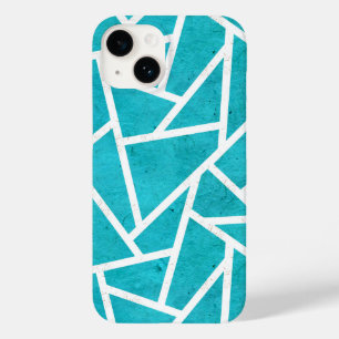 Blue-green and white mosaic pattern Case-Mate iPhone 14 case