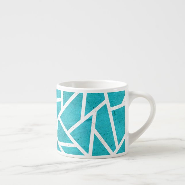 Blue-green and white mosaic pattern espresso cup (Right)