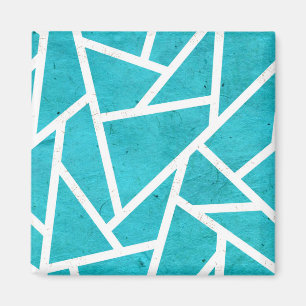 Blue-green and white mosaic pattern magnet