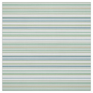 Blue Green and white stripes Fabric