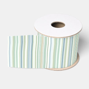 Blue Green and white stripes Grosgrain Ribbon