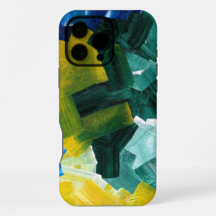 Blue, Green, and Yellow Abstract Brushstrokes iPhone 16 Pro Max Case