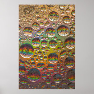 Blue green and yellow bubbles poster