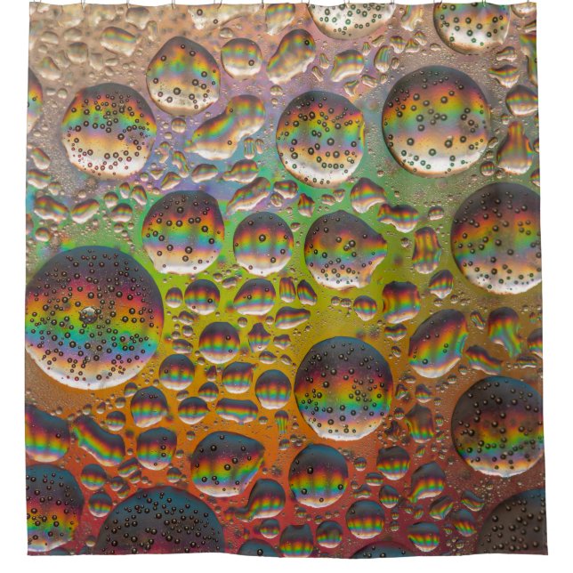Blue green and yellow bubbles shower curtain (Front)
