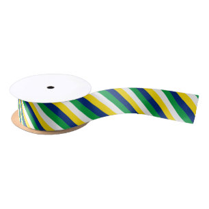 Blue, green and yellow colour ribbon satin ribbon
