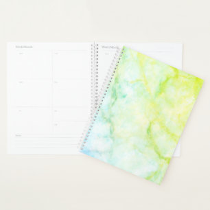 Blue Green and Yellow Marble   Custom Planner