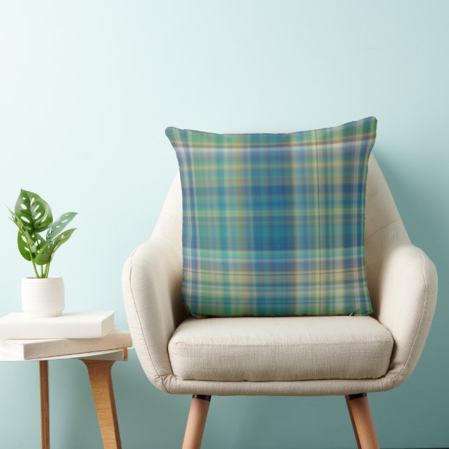 Blue, Green and yellow Plaid Cushion (Chair)