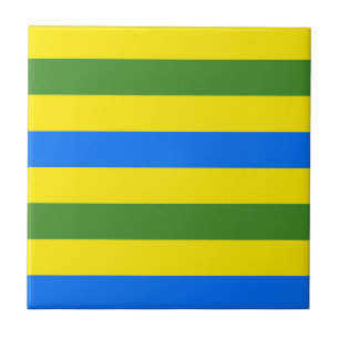 Blue Green and Yellow Stripes Design Ceramic Tile