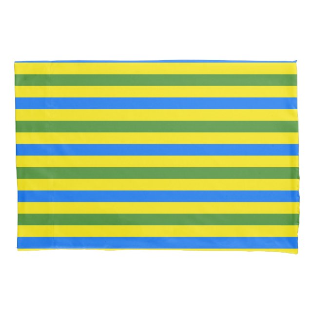 Blue Green and Yellow Stripes Design Pillowcase (Front)