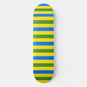 Blue Green and Yellow Stripes Design Skateboard