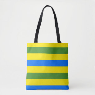 Blue Green and Yellow Stripes Design Tote Bag