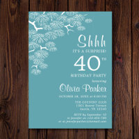 Blue Green Aqua Pine Branch Surprise 40th Birthday