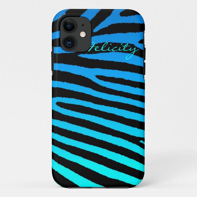 Blue green aqua zebra stripes iphone 5 case (Back)