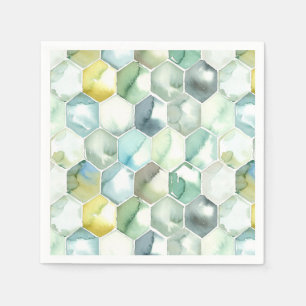 Blue & Green Aquarelle Honycomb Pattern Napkin