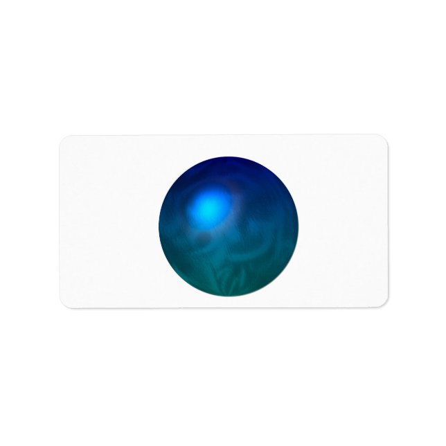 Blue green ball graphic metal reflection swirl label (Front)