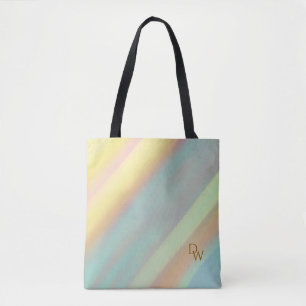 Blue Green Beach Coastal Initials Tote Bag