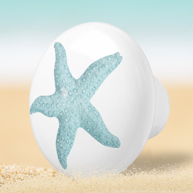 Blue Green Beach Seashell Starfish Design Ceramic Knob (Creator Uploaded)