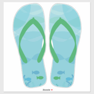 Blue Green  Beachy Flip Flops Beach Sandals