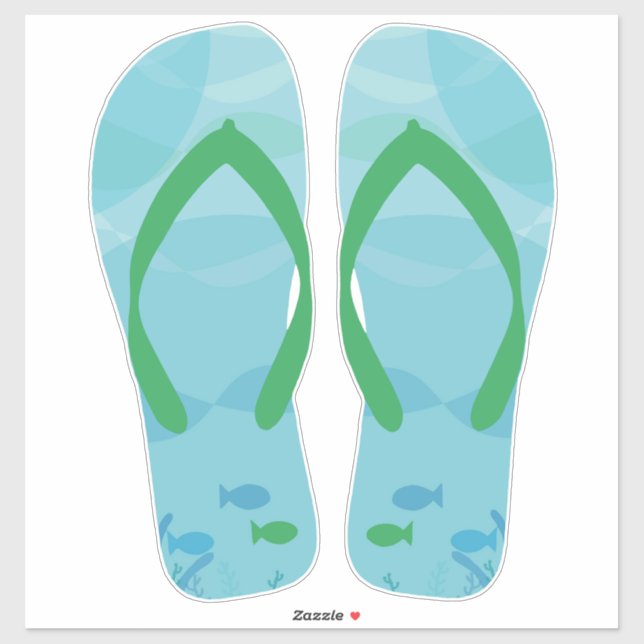 Blue Green  Beachy Flip Flops Beach Sandals (Sheet)